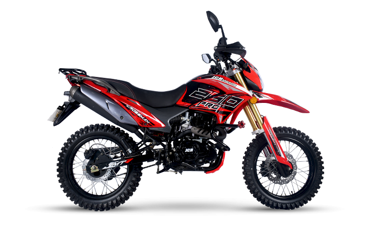 Moto todo terreno CROSSMAX 250 PRO de color negro con rojo