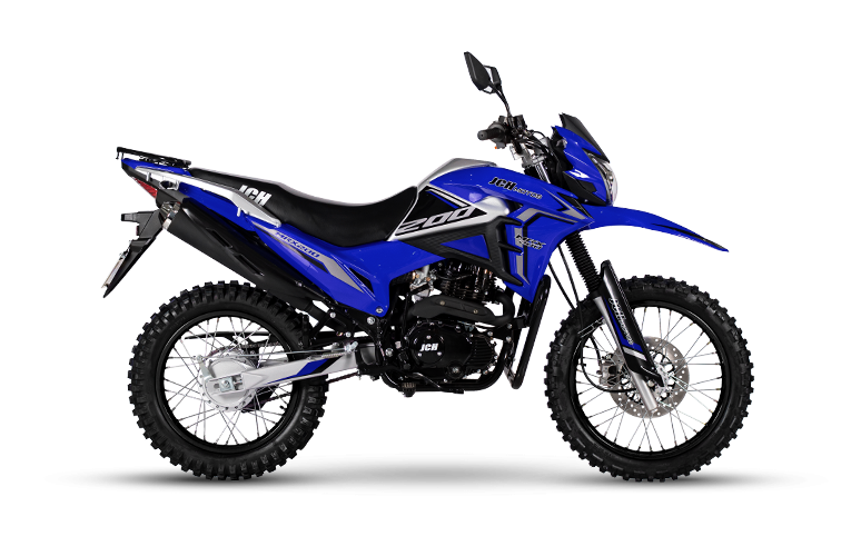 Moto todo terreno MRX 200 de color azul