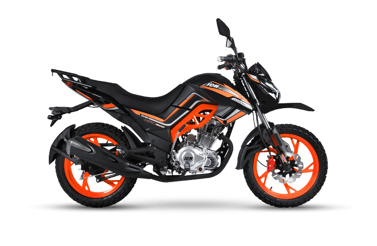 Moto Urbana MAX 200 de color negro con naranja