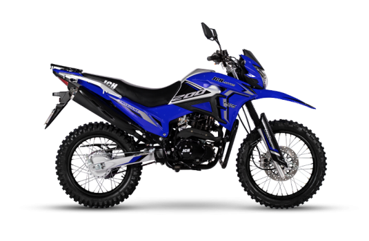 Moto todo terreno MRX 200 de color azul