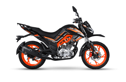 Moto Urbana MAX 200 de color negro con naranja